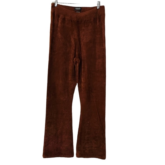 Carbon 38 Fuzzy Matching Crop Top and Pants Set M Brown - Picture 2 of 16